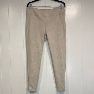 Athleta Leggings Delancy Skyline Luxury Ankle Zip Pockets Cream White Size Large